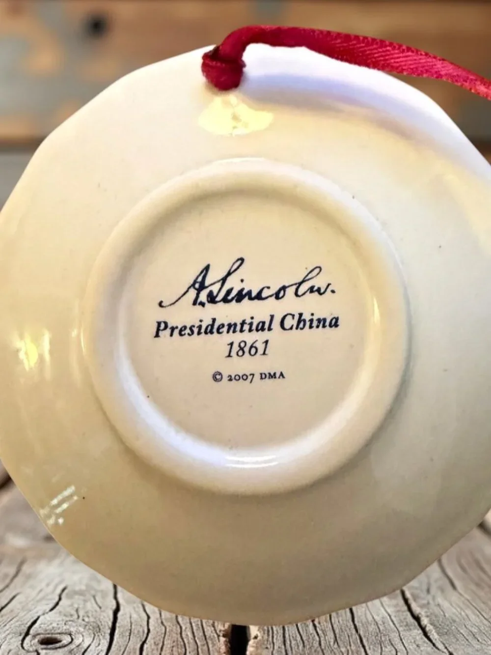 Abraham Lincoln Presidential China Porcelain Christmas Ornament w/Box 2.5